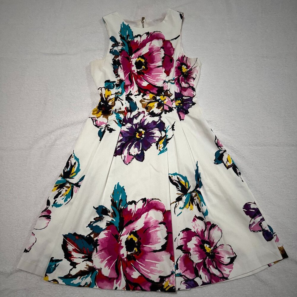 Vince Camuto | White Floral Dress with Bright Colors | Size: 4